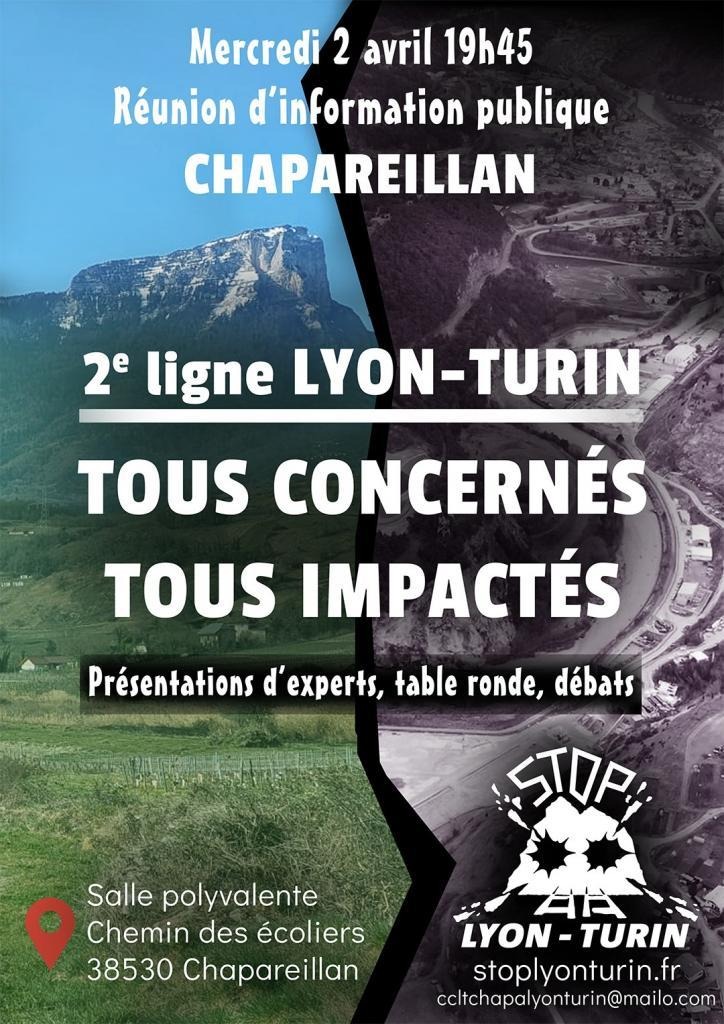 2 Avril : Réunion publique à Chapareillan – 19h45 Salle polyvalente