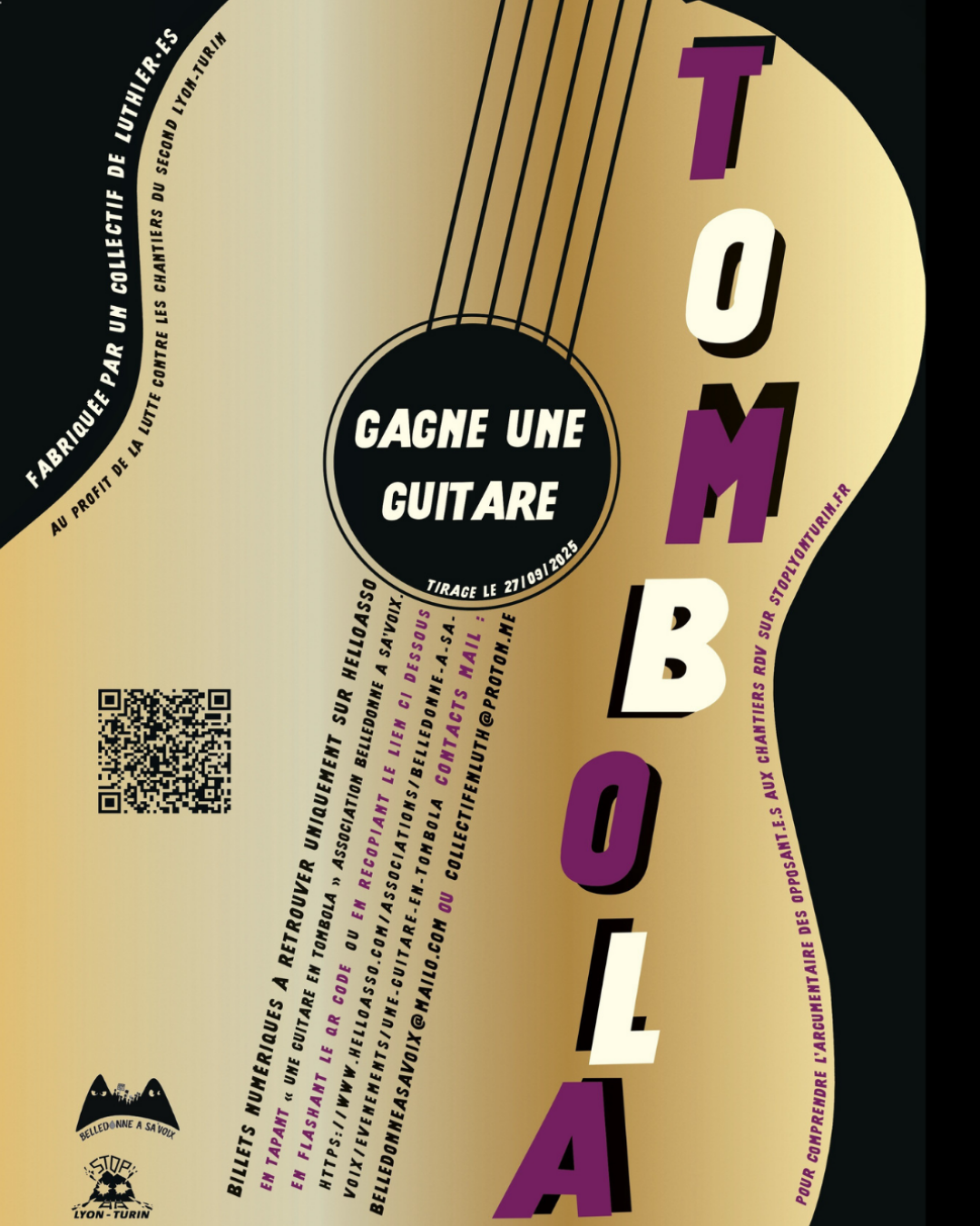 Une guitare en tombola pour soutenir la lutte contre le second Lyon-Turin !